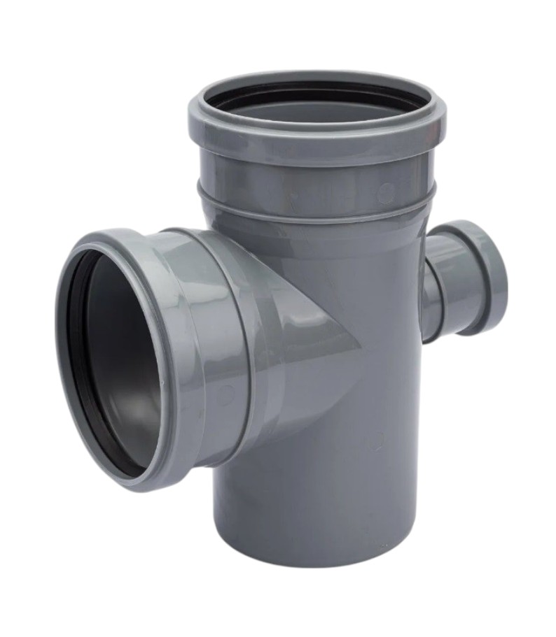Крестовина внутр. канализация, серая, 90° 110*110*50мм