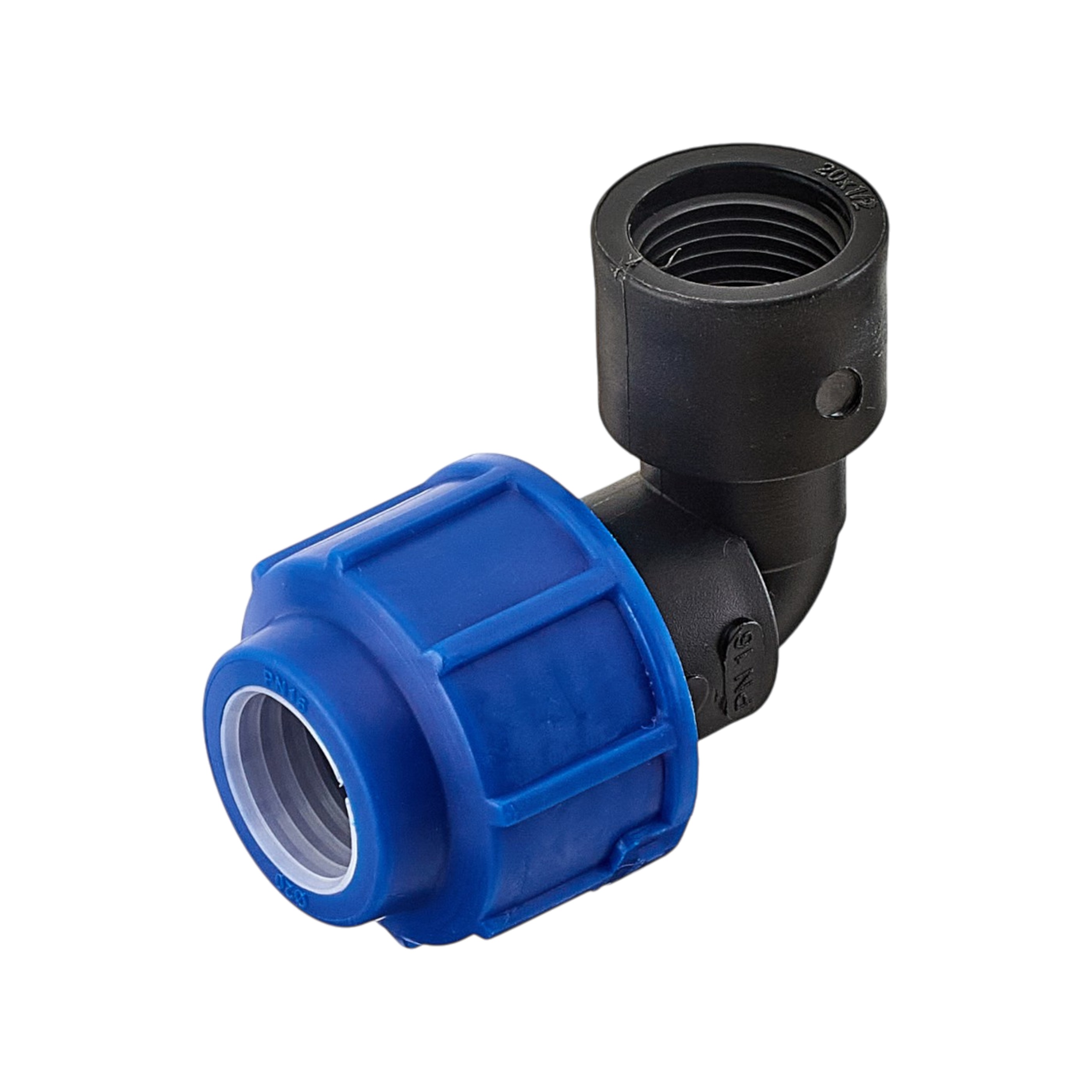 Угольник (отвод) 20мм*1/2" ВР компрессионный для ПЭ труб