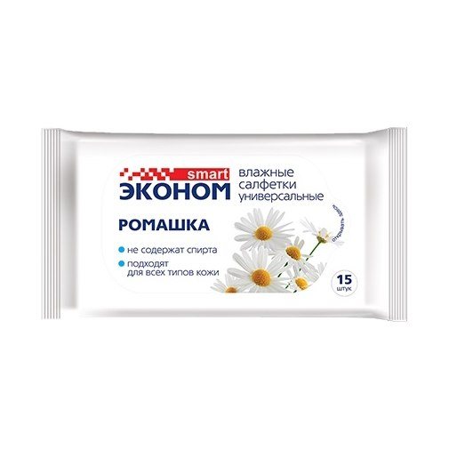 Салфетки влажные Ромашка (15шт)
