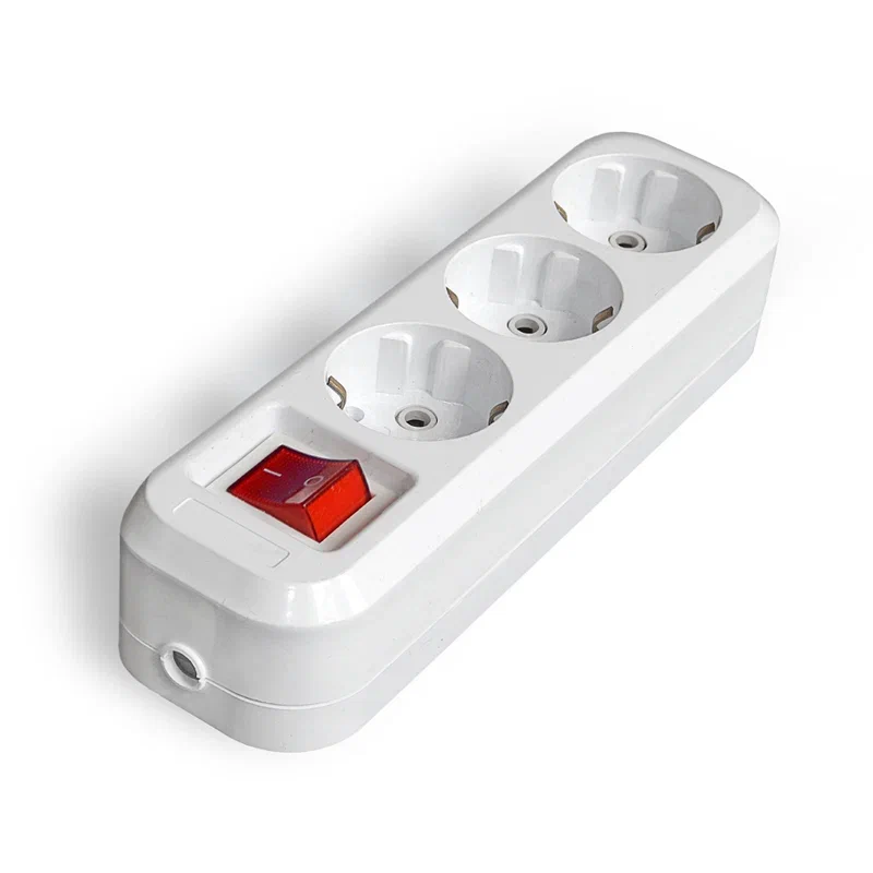 Колодка для удлинителя,универсал АБС -пластик,3 розетки,16А с выкл,с/з