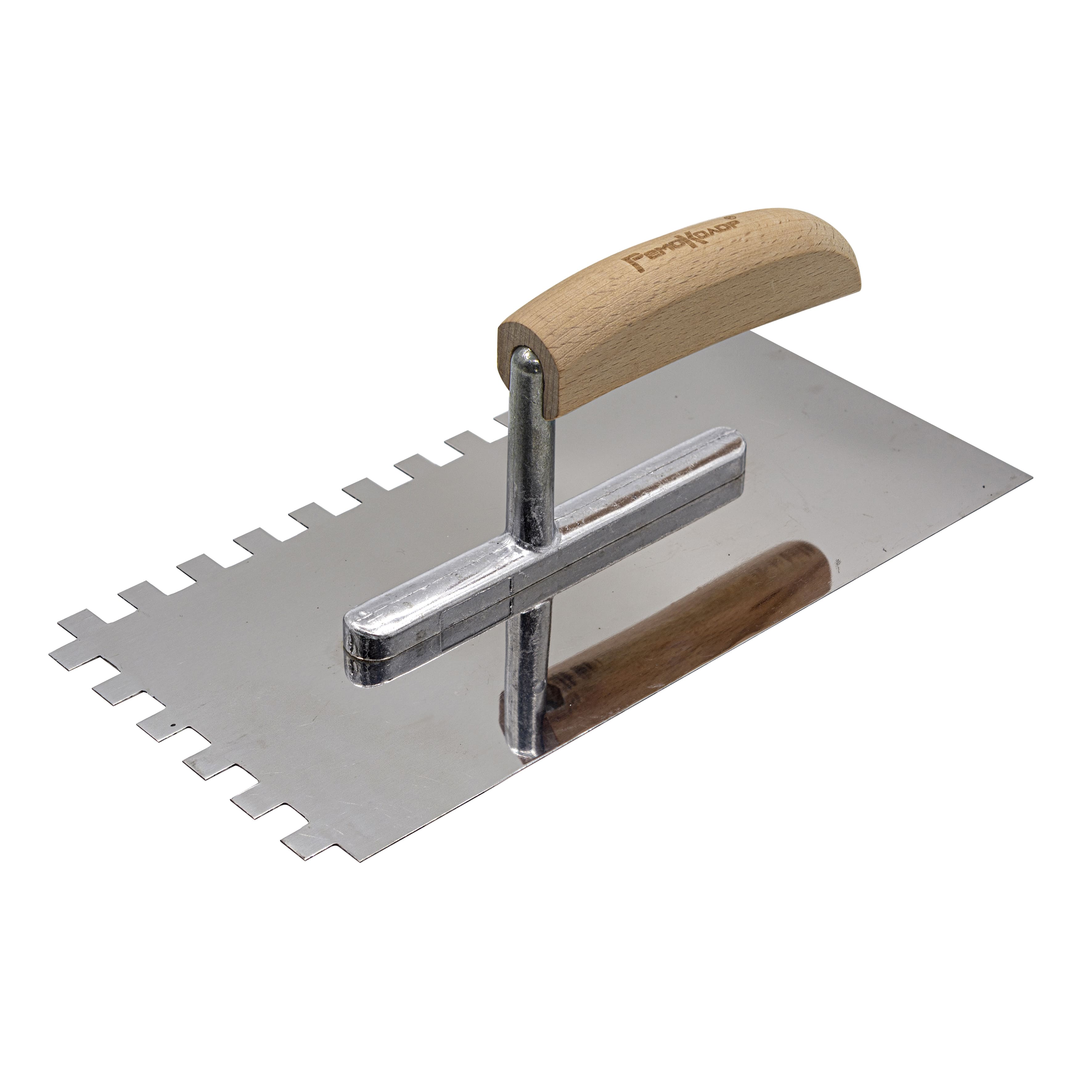 Гладилка 270*130мм зуб 10*10мм нержавеющая сталь.рукоятка из бука