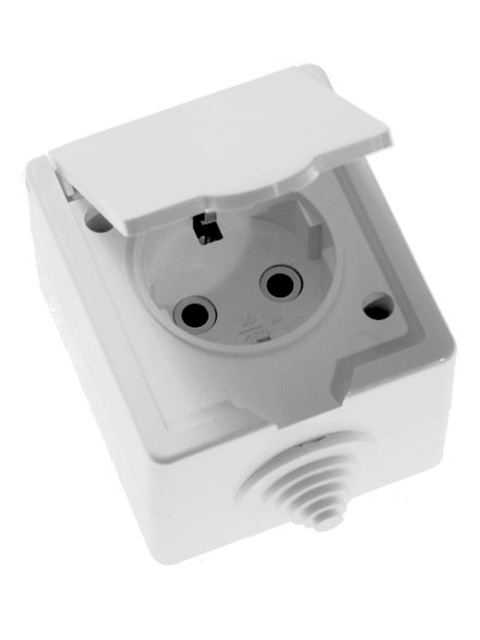 Розетка для открытой проводки  брызгозащитная  16 А-IP44