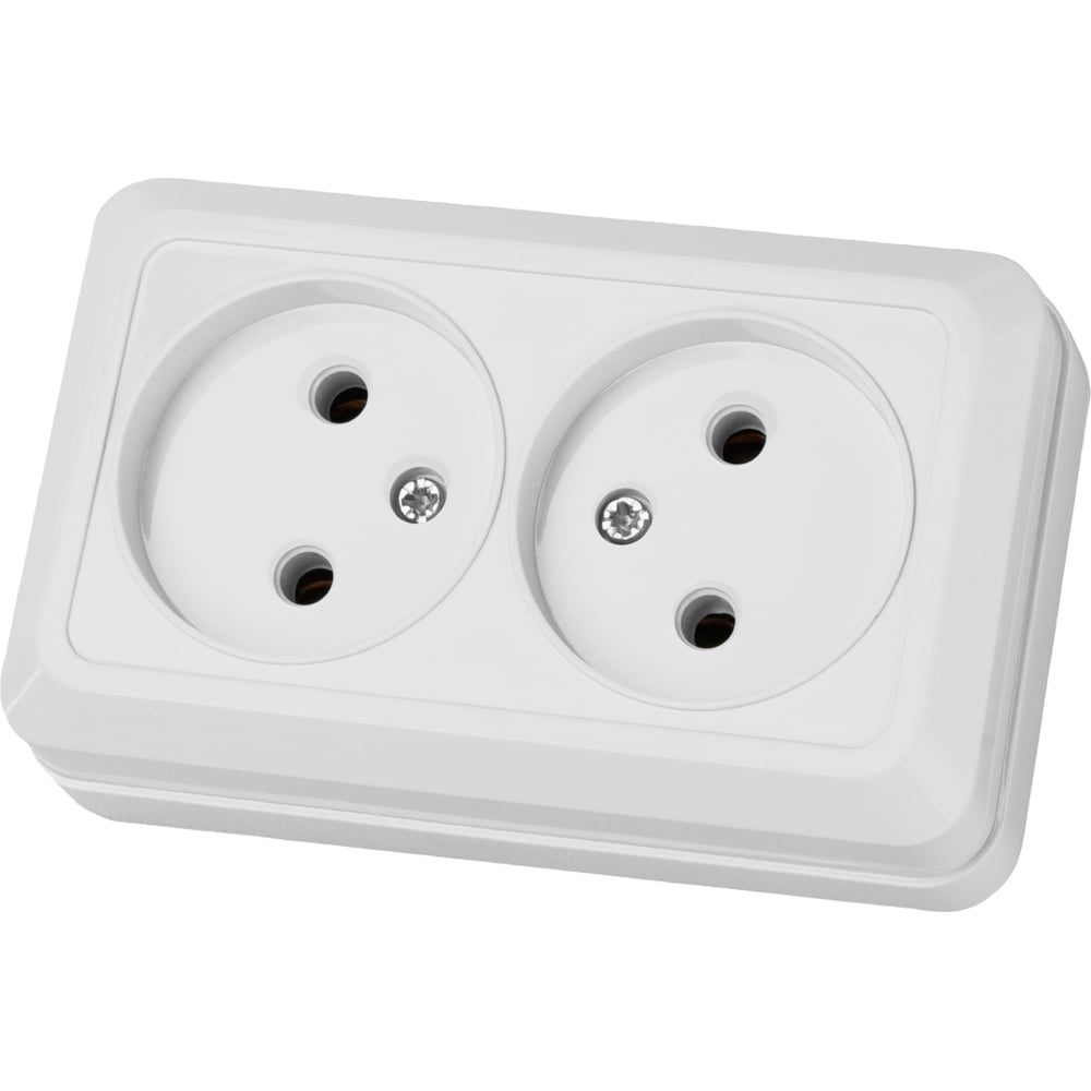 Розетка 2-местная открытая установка керамическая белая 10А 250В IP20