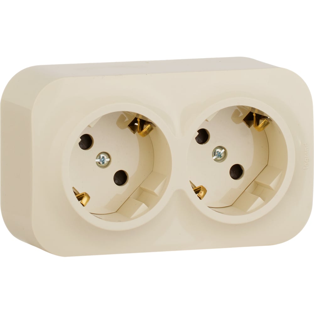 Розетка о/у 2 гнезда с/з шторками 16А 230В IP20 бежевая Legrand 782267 (782253)
