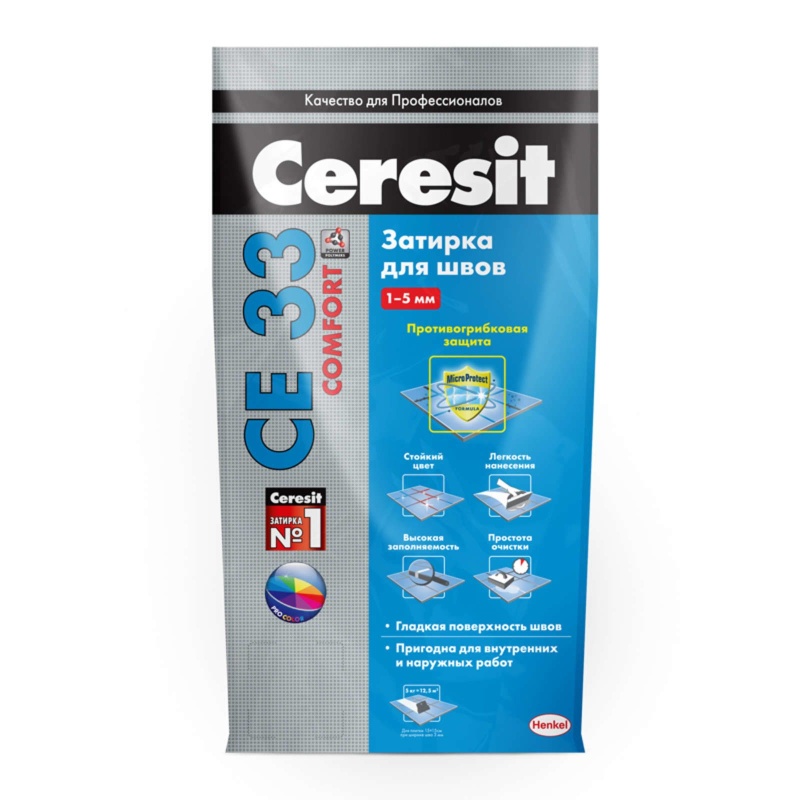 Затирка Церезит CE33 S №01 белая 2-5мм 5кг