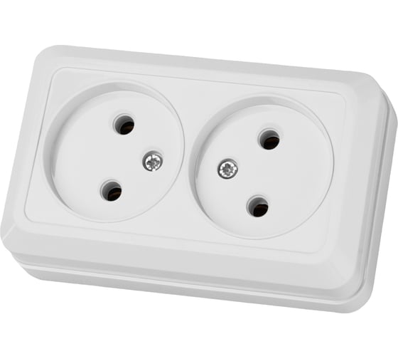 Розетка 2-местная 2П+З TDM Ладога SQ1801-0035 открытая установка 10А IP20