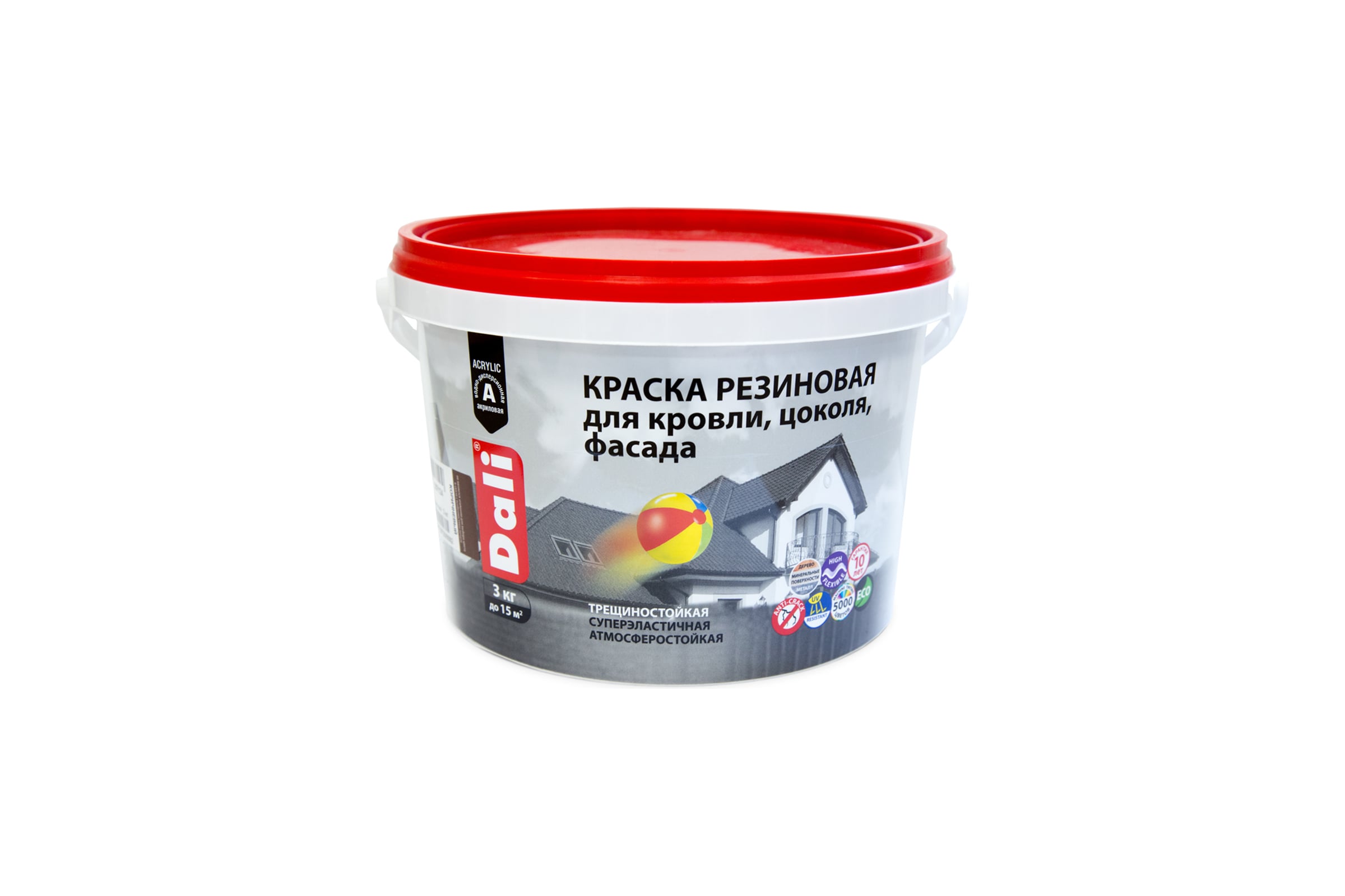 Краска резиновая зелёный мох для кровли цоколя фасада 3кг RAL6005