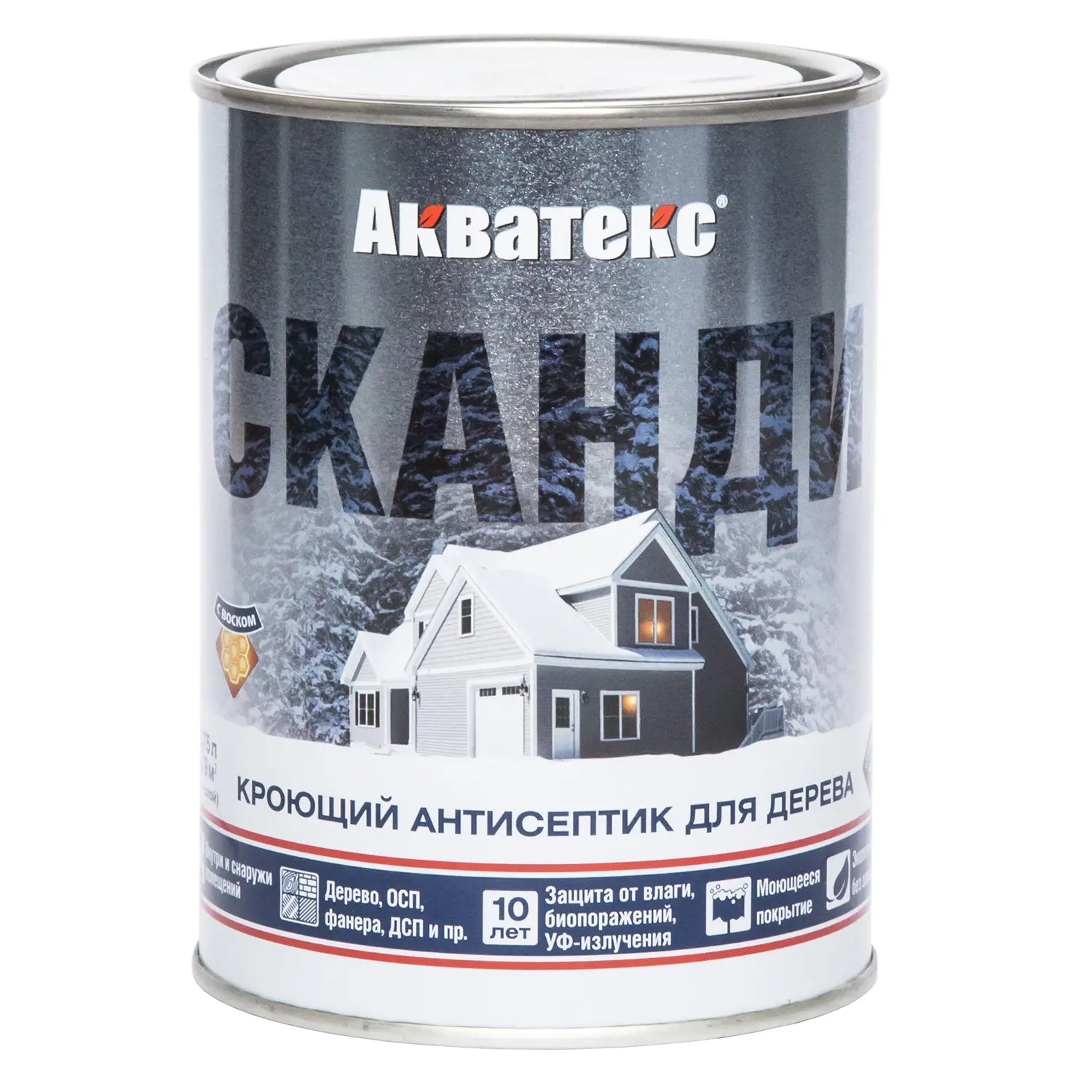 Антисептик кроющий для дерева Акватекс СКАНДИ База С 0,75л