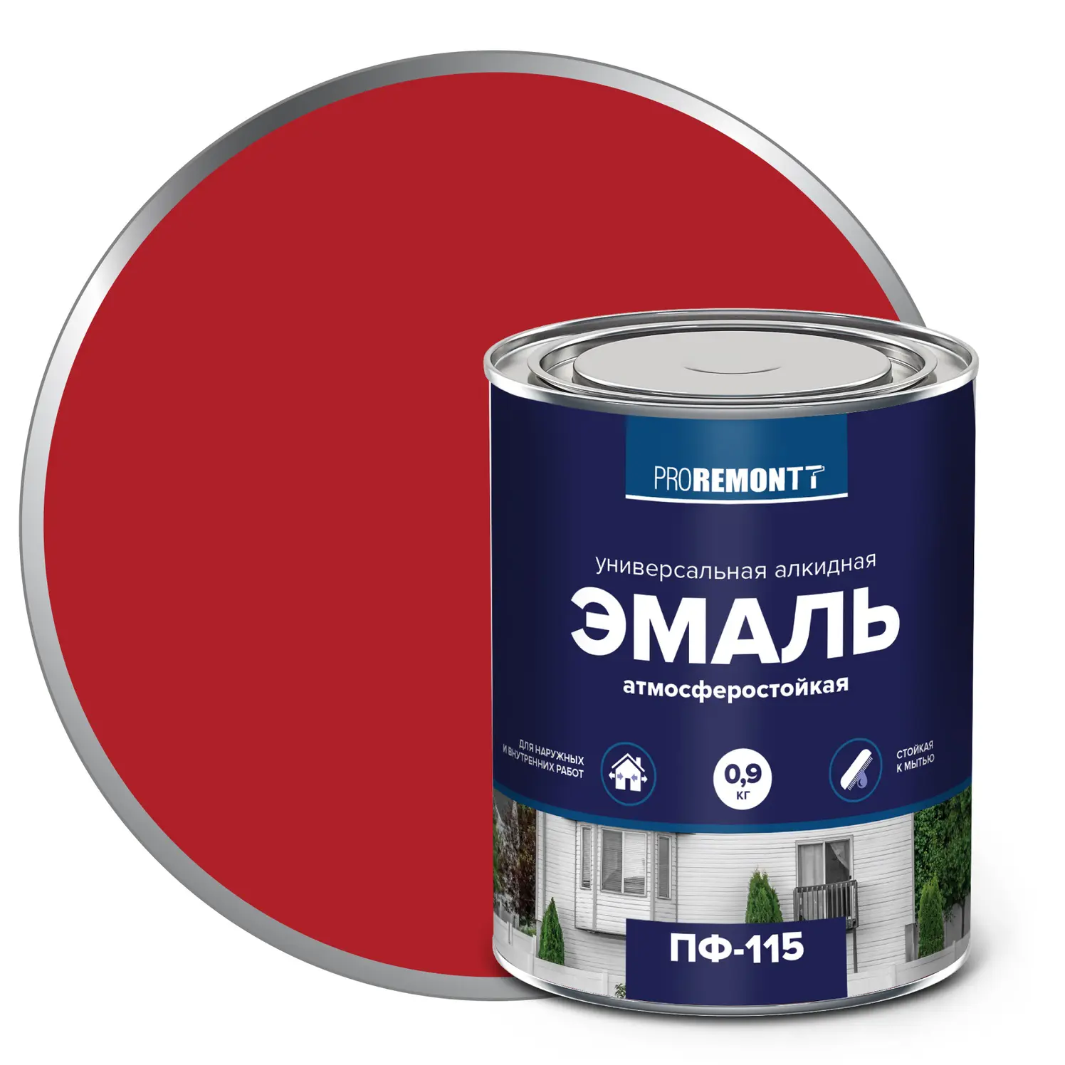 Эмаль ПФ-115 красная 0,9кг ПРОРЕМОНТ