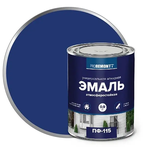 Эмаль ПФ-115 синяя 0,9кг ПРОРЕМОНТ