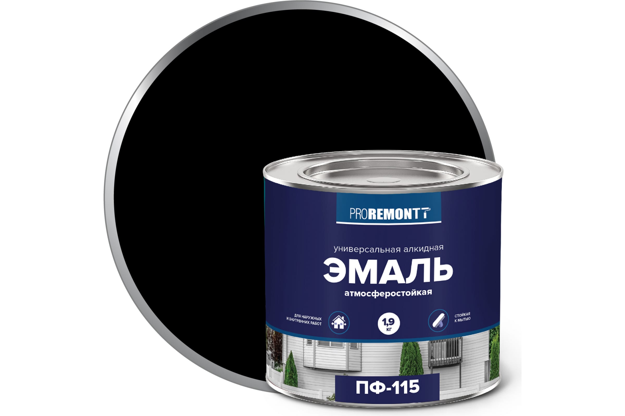 Эмаль ПФ-115 черная ПРОРЕМОНТ 1,9кг