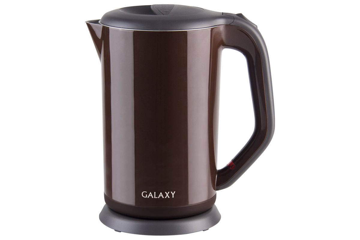 Чайник электрический Galaxy GL-0318 диск 1,7л 2кВт двойной корпус нержавеющая сталь/пластик коричневый