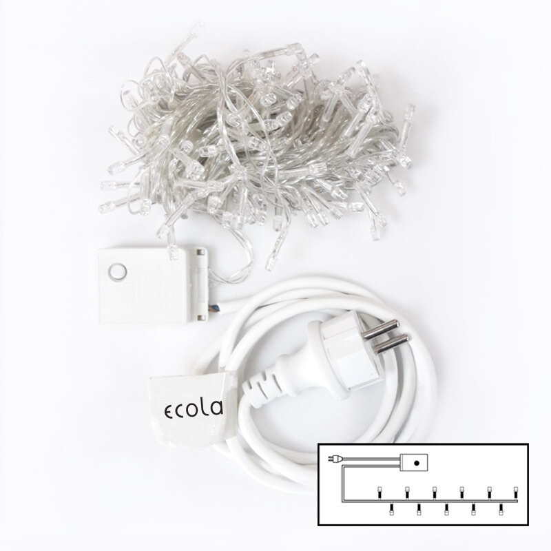 Гирлянда нить Ecola 160LED RGB 10м 8реж прозрачный провод с вилкой 220В IP44