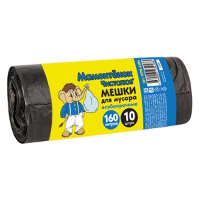 Мешки для мусора ПВД особо прочные Мамонтенок 160л 30мкм 10шт
