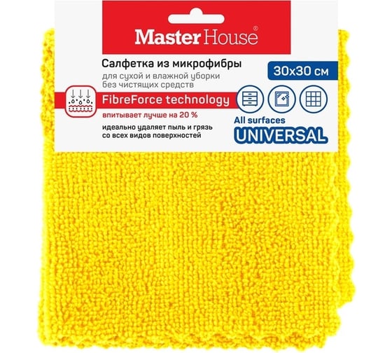 Салфетка для уборки микрофибра Шведская марка Master House 30х30см 60492
