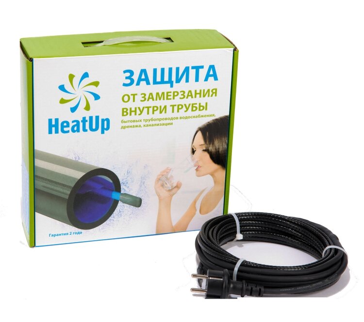 Кабель саморегулирующий HeatUp неэкранированный комплект на трубу 3м 48Вт 16Вт/м шнур 2м