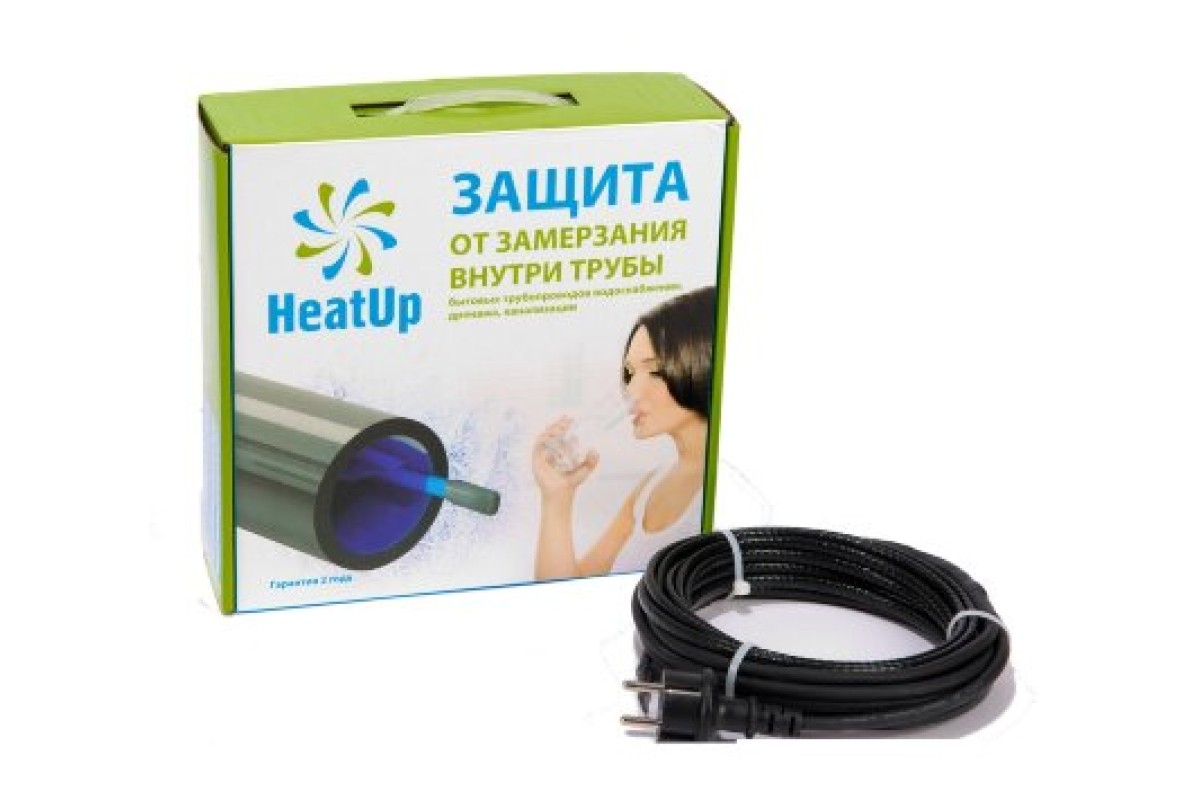 Кабель саморегулирующийся HeatUp неэкранированный комплект на трубу 8м 128Вт шнур 2м