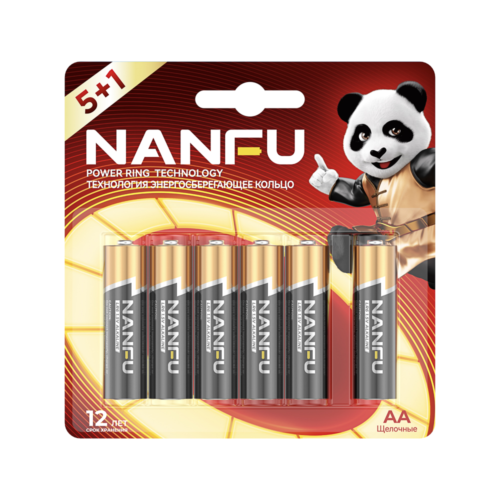Батарейка LR6 алкалиновая Nanfu 1,5В 6шт