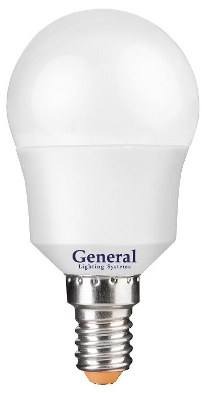 Лампа General шар P45 E14 12Вт 4500K 45х80мм пластик алюминий 661102