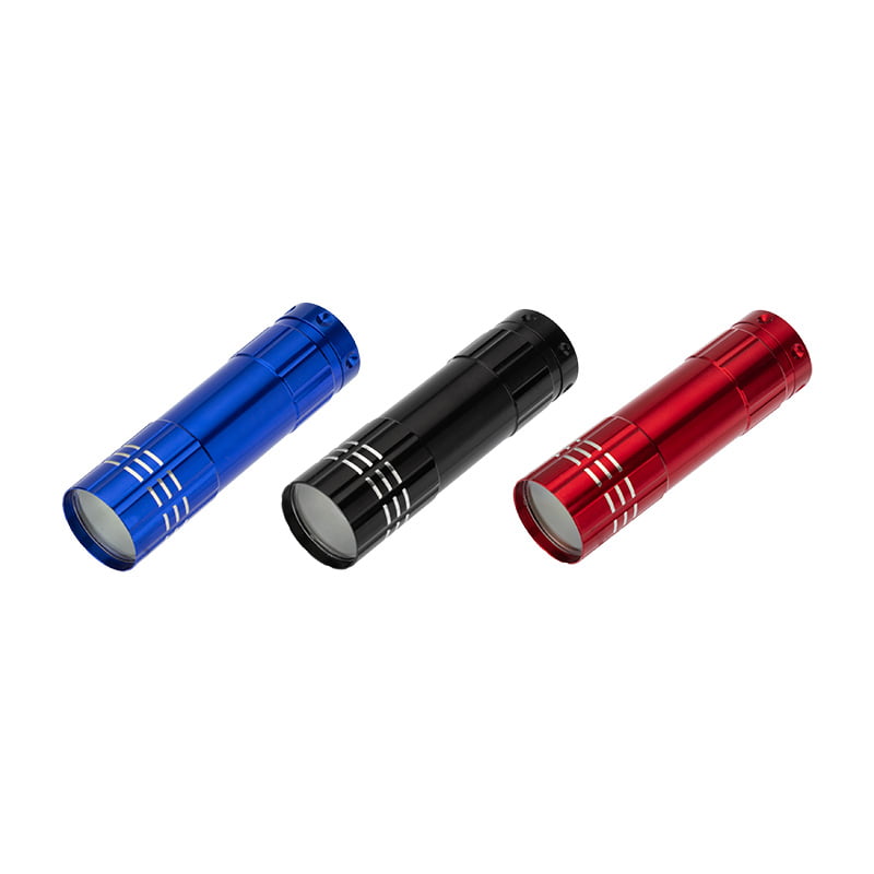 Фонарь ручной металлический LED-9 3хААА красный синий чёрный