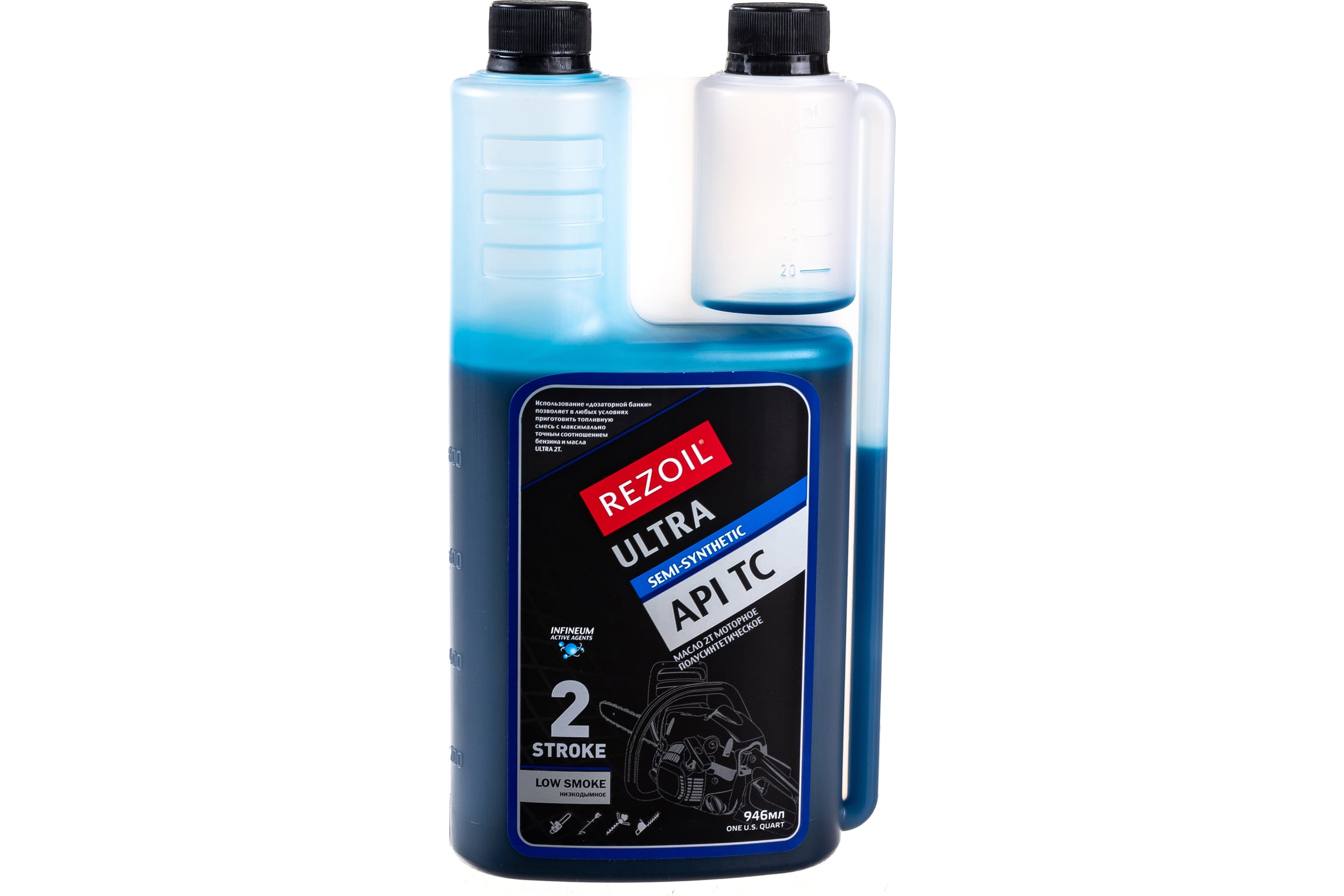 Масло полусинтетическое REZOIL ULTRA 2T 0,946л с дозатором