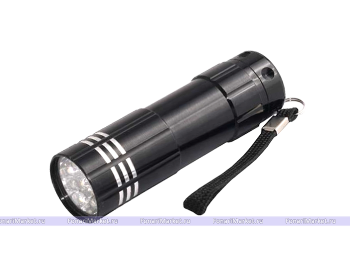 Фонарь ручной 9LED диодный 5 цветов с фиберглассовым покрытием с ремешком на 3AAA