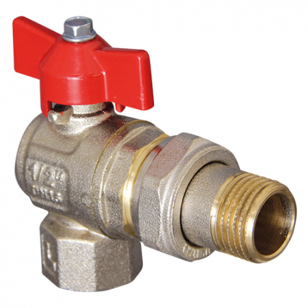 Кран шаровой угловой с американкой 1/2" вн/нар бабочка