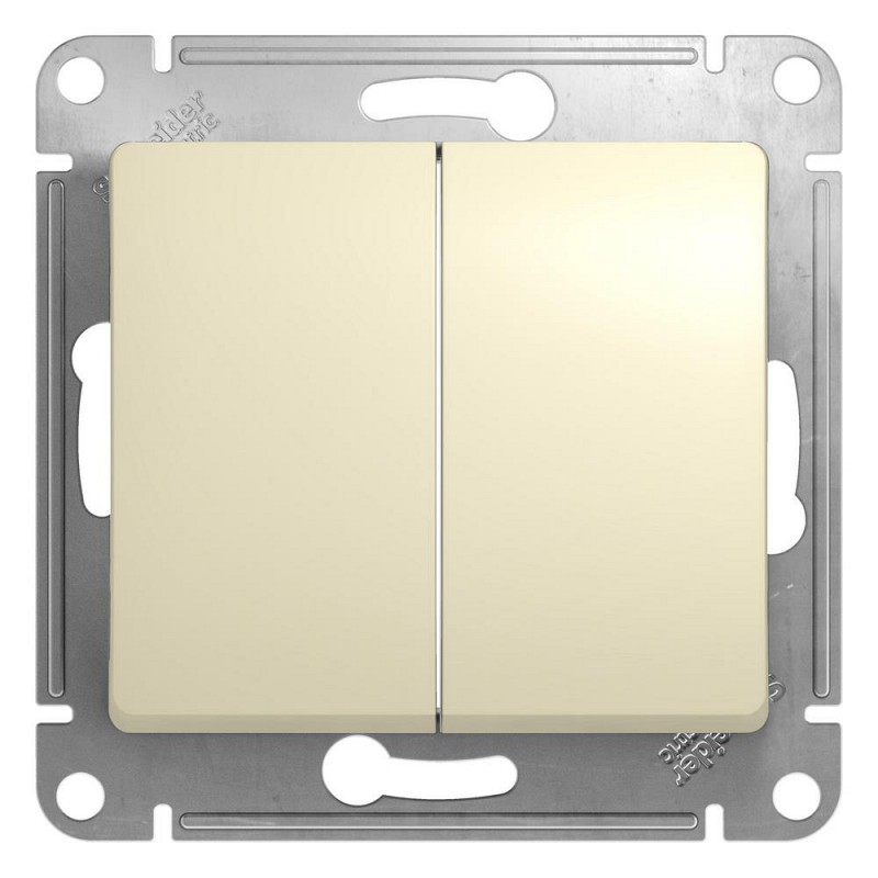 Schneider Electric Glossa Бежевый Выключатель 2-клавишный схема 5,механизм IP20 скрытая установка