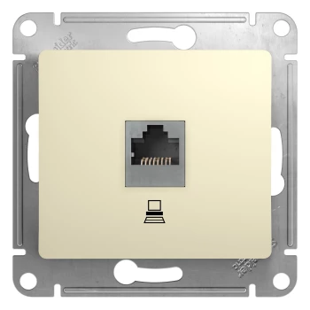 Schneider Electric Glossa Бежевый Розетка компьютерная RJ45.  5Е, механизм IP20 скрытая установка