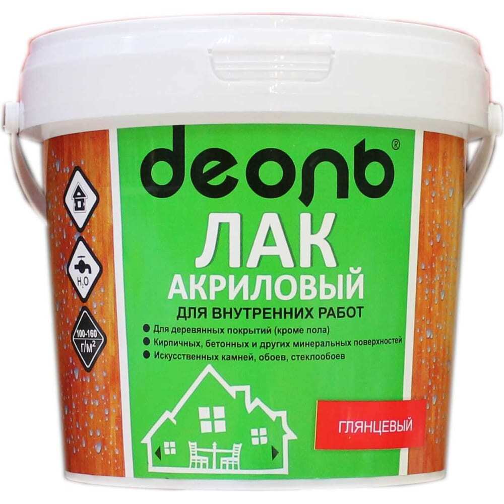 Лак акриловый глянцевый 0,9 л (ДЕОЛЬ) быстросохнущий Без запаха