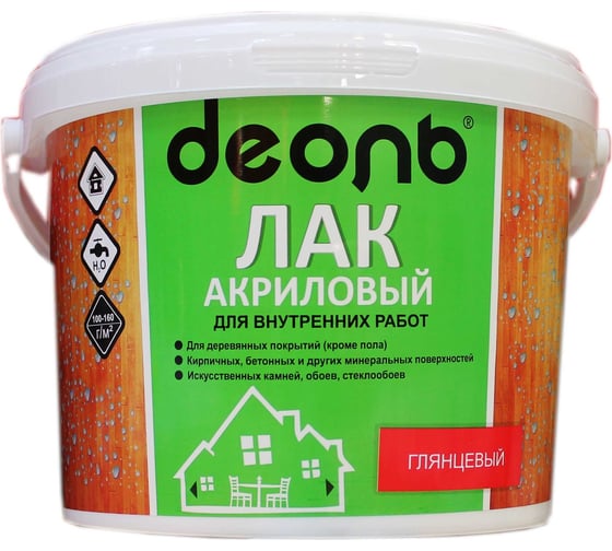 Лак акриловый глянцевый 2,7 л (ДЕОЛЬ) быстросохнущий Без запаха