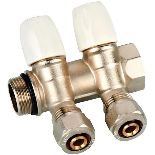 Коллектор 3/4"х16-2вых с регулировочный вентилями и цангой VIEIR VR512