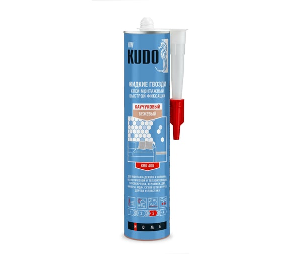 Клей монтажный универсальный быстрой фиксации на каучуковой основе KUDO КВК-400 беж 300мл