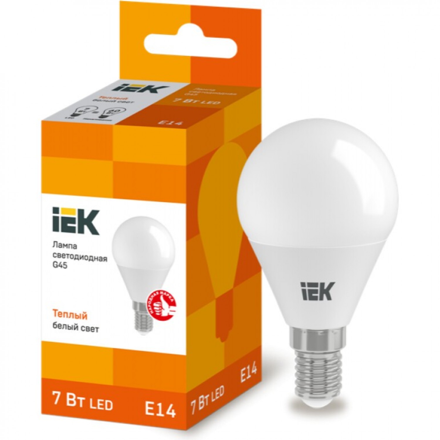 Лампа светодиодная G45 7 Вт 230 В 3000К Е14. IEK