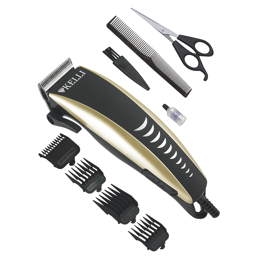 Машинка для стрижки волос KELLI KL-7005 45Вт 4 съёмных гребня нержавеющие лезвия расчёска ножницы маслёнка