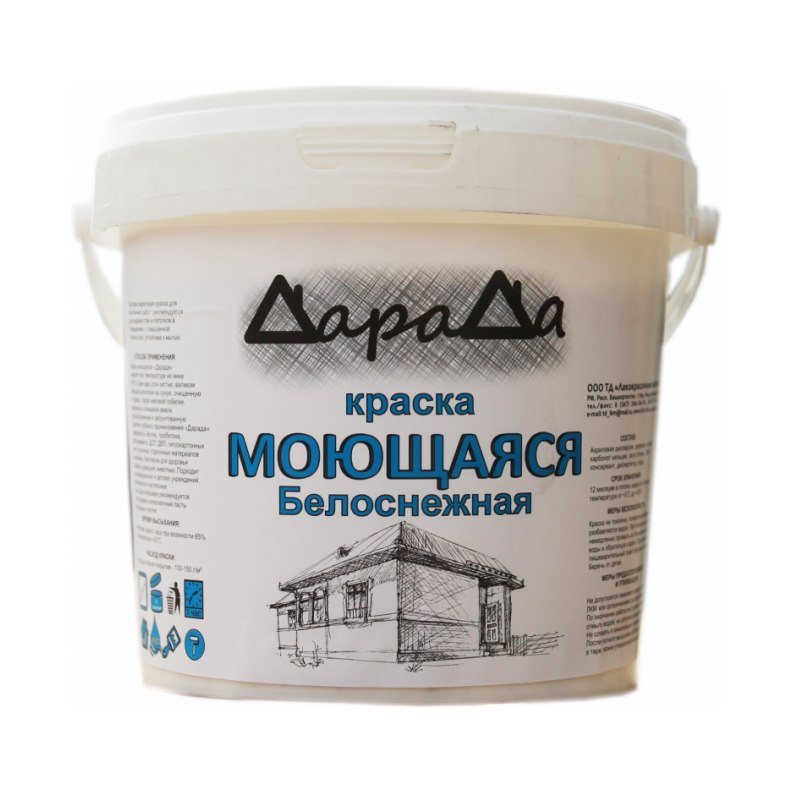 Краска акриловая ДАРАДА белоснежная (1,4кг)