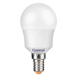 Лампа General шар P45 E14 15Вт 4500K 45х80мм пластик алюминий