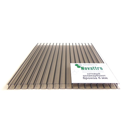 Сотовый поликарбонат RATIONAL 4мм 6 000х2 100мм(0,47 кг/м2) (02 БРОНЗА,1ГМ)