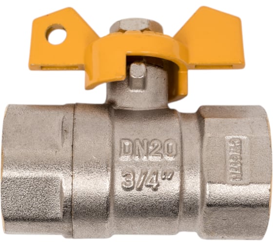 Кран шаровый PN40 3/4" В/В газовый,бабочка