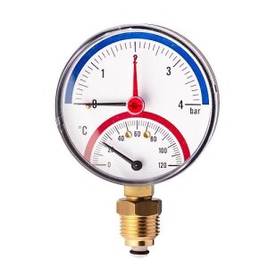 Термоманометр радиальный (0-4бар)*1/2 80мм (Y-80-4)