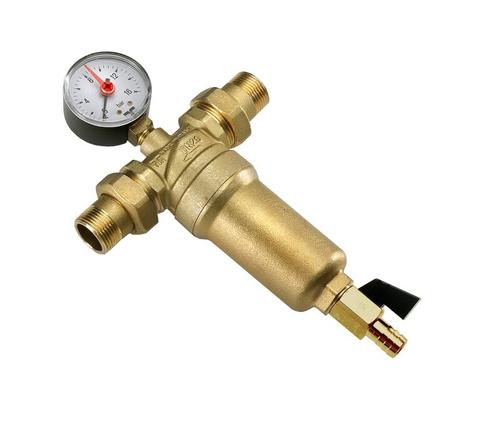 Фильтр самоочищающийся с манометром с латунным  корпусом JH-1001