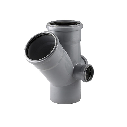 Крестовина внутр. канализация, серая, 45° 110*110*50/50мм прав.+с зади