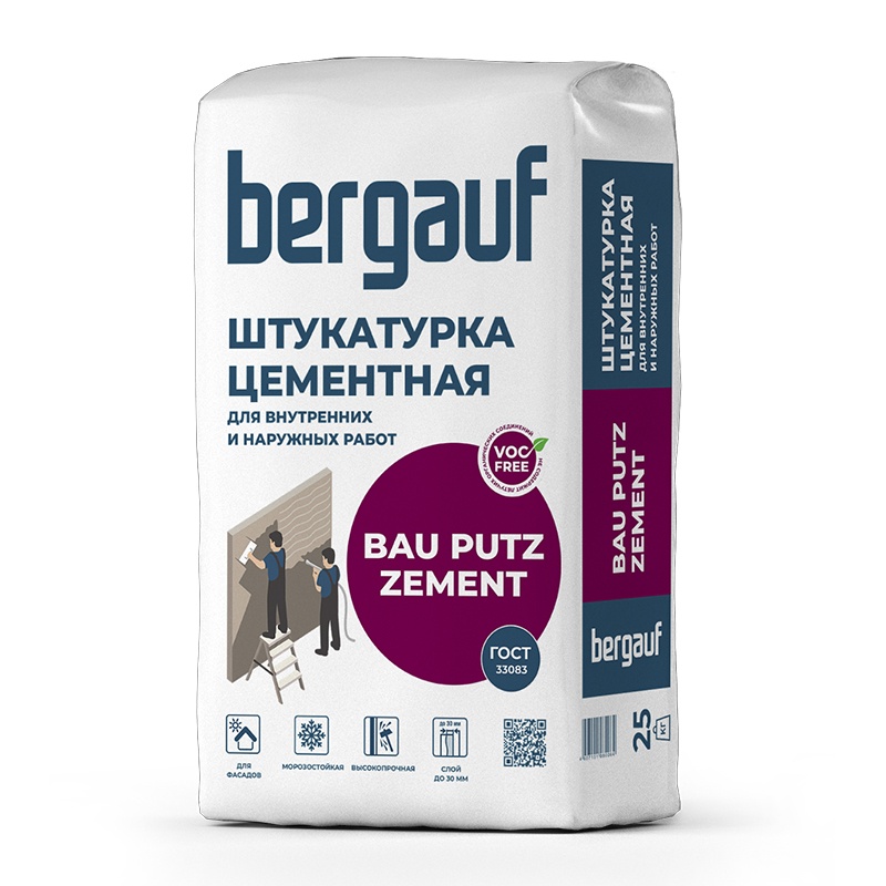 Бергауф Штукатурка цементная Бау путц Цемент 25 кг