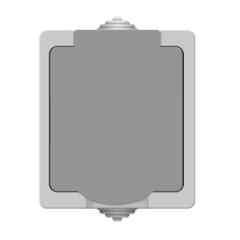 Блок розетка+выключатель2кл серый 10А о/у с/з  с крышкой IP54 Пролеска