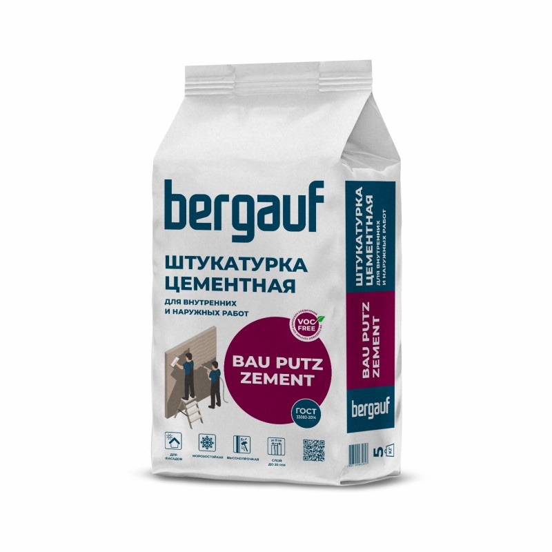 Штукатурка Бергауф цементная фасадная Бау путц 5 кг