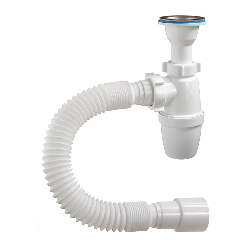 ОРИО Сифон д/раковины и мойки 1 1/2"х40мм литой выпуск и г/трубой 40х40/50мм, решетка d=70мм А-32019