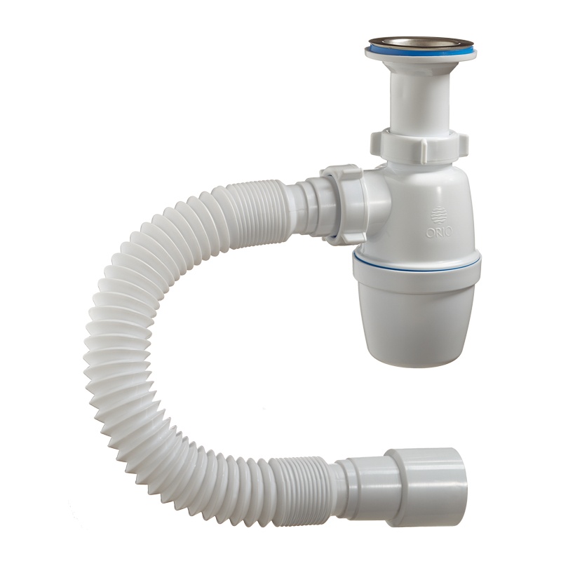 ОРИО Сифон д/раковины и мойки 1 1/2"х40мм,литой выпуск с г/трубой 40х40/50мм, решетка d=70мм А-40029