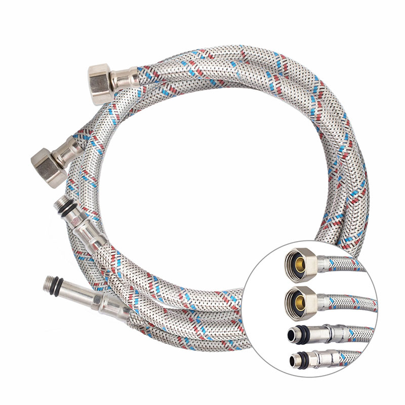 Подводка гибкая д/смесителя сталь нерж. с латунной гайкой, 1/2"хМ10, 800мм (пара)