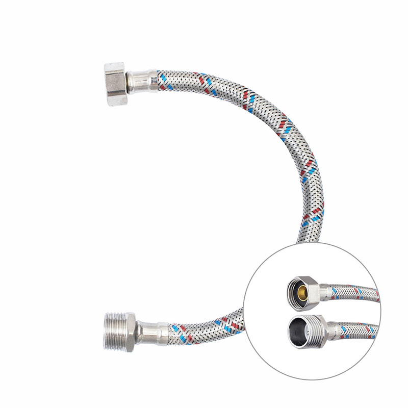 Подводка гибкая д/воды сталь нерж. со стальной гайкой, 1/2" В/Н, 400мм