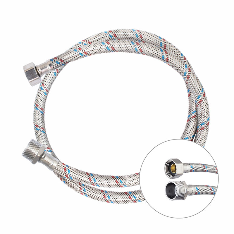 Подводка гибкая д/воды сталь нерж. со стальной гайкой, 1/2" В/Н, 800мм